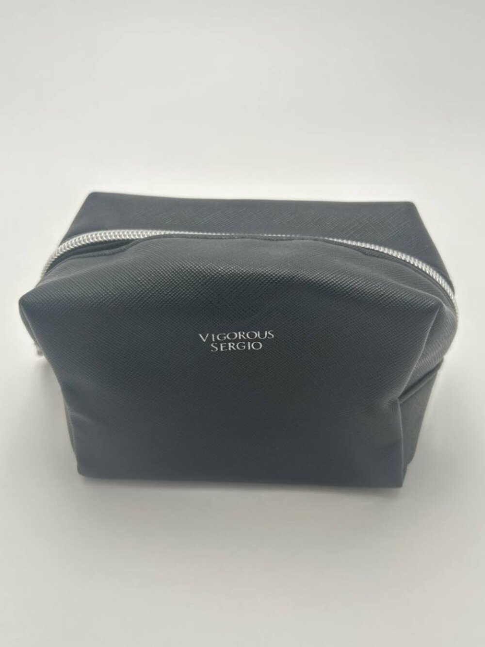 Vigorous Sergio Black Textured Cosmetic Bag Travel Makeup Case